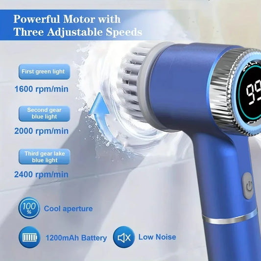 Powerful Cordless Electric Cleaning Brush, IPX7 Waterproof, USB Rechargeable, Multifunctional Portable Automatic Scrubber for Home Use