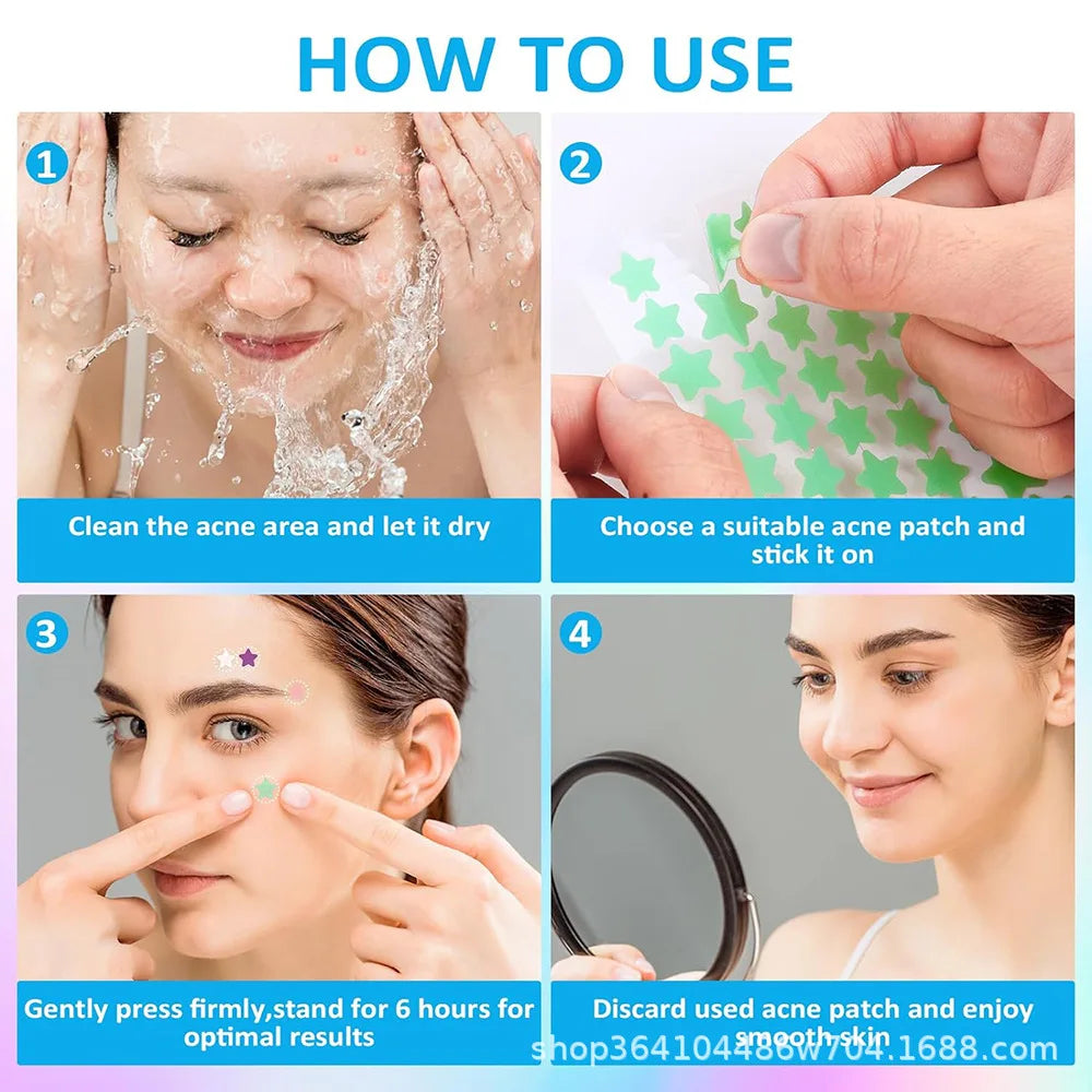 1400 peças remendos de acne estrela multicoloridos, remendos de espinhas, remendos de acne facial, remendos de acne corretivos, ultrafinos