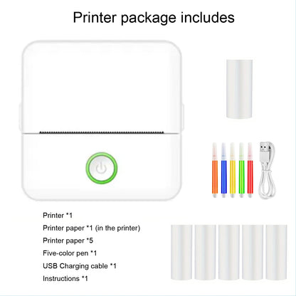 Mini sticker printer, smart Bluetooth pocket inkless thermal printer, portable receipt printer for photo journal notes