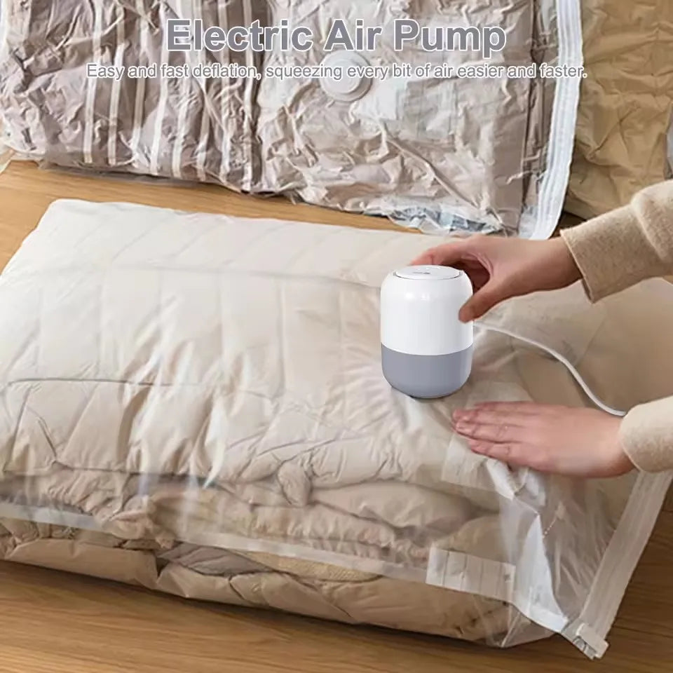 Compressed Bag Electric Pump Travel Vacuum Bag Pump Mini Vacuum Sealer Machine Space Saver for Clothes Food Travel Organizer