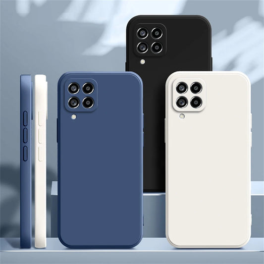 Funda capa de telefone original para samsung a12 m12 a22 m22 a32 a42 a52 a72 5g capa protetora de câmera de silicone fosco