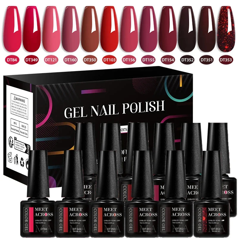 Conjunto de 12 Esmaltes em Gel HEMA TPO FREE, Cores Coloridas de Verão, Longa Duração, Semi-Permanente, Removível, Verniz em Gel UV, Suprimentos para Unhas DIY