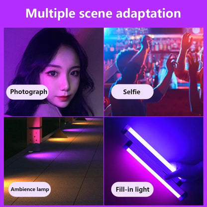 Luz de Tubo Colorida RGB 17cm/32cm, Luz Noturna USB, Bastão de Luz Roxo e Azul, Lâmpada de Ambiente, Luz de Preenchimento Portátil para Fotos