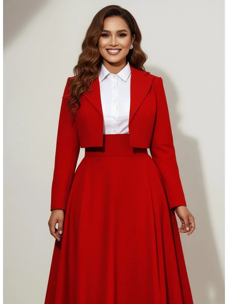Freeacy 2026 novo feminino sólido vermelho recortado blazer notch lapela mangas compridas cardigan jaqueta terno formal jaqueta outerwears