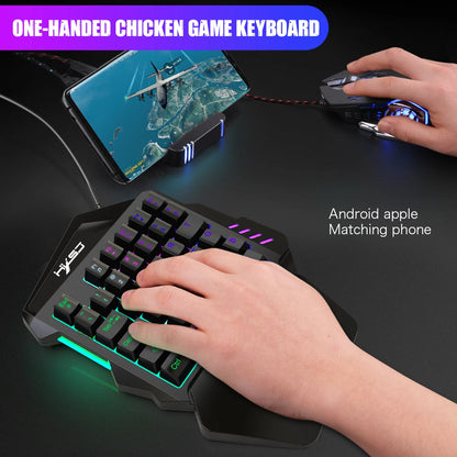 Teclado ergonômico para jogos com uma mão, design compacto de 35 teclas, iluminação RGB, alimentado por USB, teclas de filme fino para jogos aprimorados