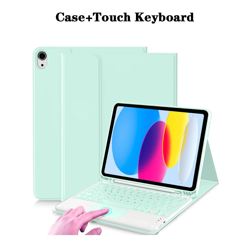 Capa de teclado para iPad (A16) 11a/10a geração, teclado sem fio removível, capa de teclado folio com suporte para lápis