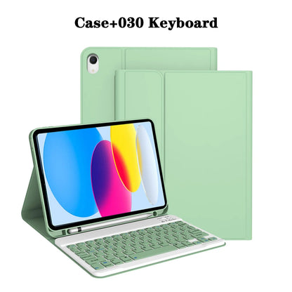Capa de teclado para iPad (A16) 11a/10a geração, teclado sem fio removível, capa de teclado folio com suporte para lápis