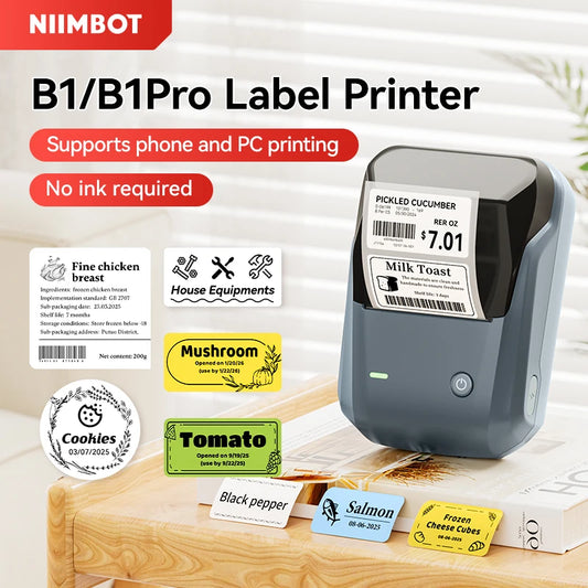 Niimbot B1/B1 PRO Wireless Thermal Label Printer, Bluetooth Inkless Self-Adhesive Label Maker for Business and Price Tags