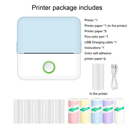 Mini impressora de adesivos, impressora térmica sem tinta de bolso inteligente bluetooth, impressora de recibos portátil para notas de diário de fotos