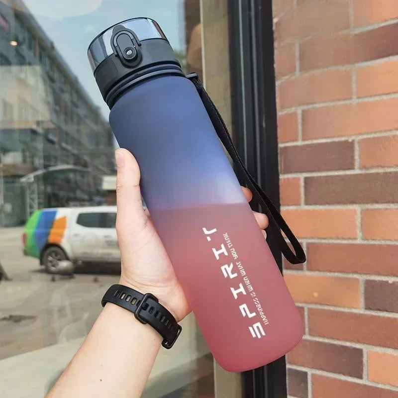 Leak Proof Sports Water Bottle, Copo de plástico colorido, Beber para viagens ao ar livre, Ginásio portátil Fitness Jugs, 500ml 650ml 1000ml
