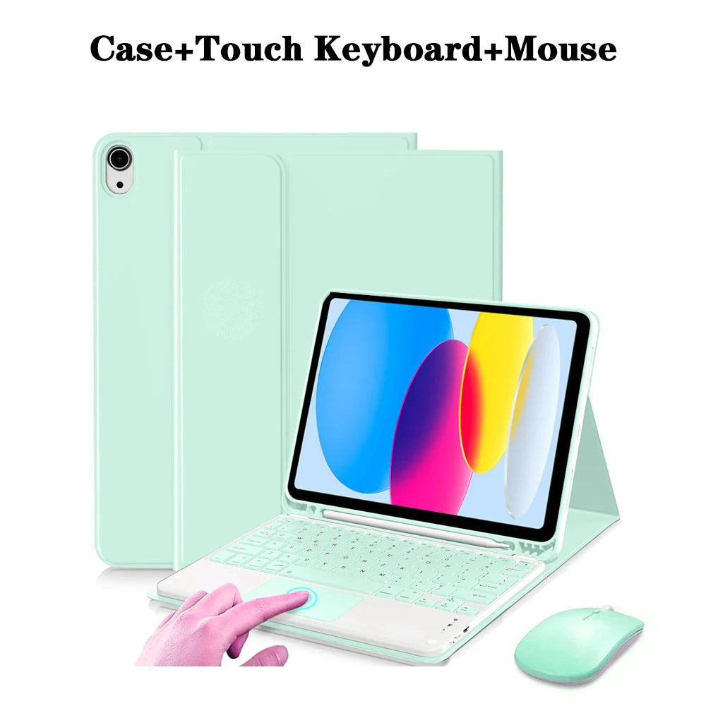 Capa de teclado para iPad (A16) 11a/10a geração, teclado sem fio removível, capa de teclado folio com suporte para lápis