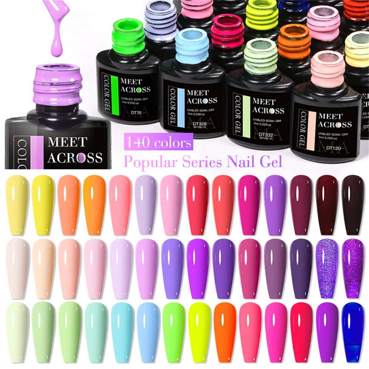 Conjunto de 12 Esmaltes em Gel HEMA TPO FREE, Cores Coloridas de Verão, Longa Duração, Semi-Permanente, Removível, Verniz em Gel UV, Suprimentos para Unhas DIY