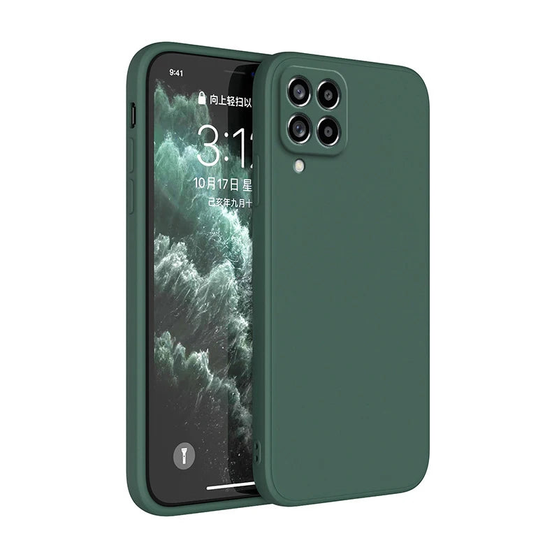 Funda capa de telefone original para samsung a12 m12 a22 m22 a32 a42 a52 a72 5g capa protetora de câmera de silicone fosco
