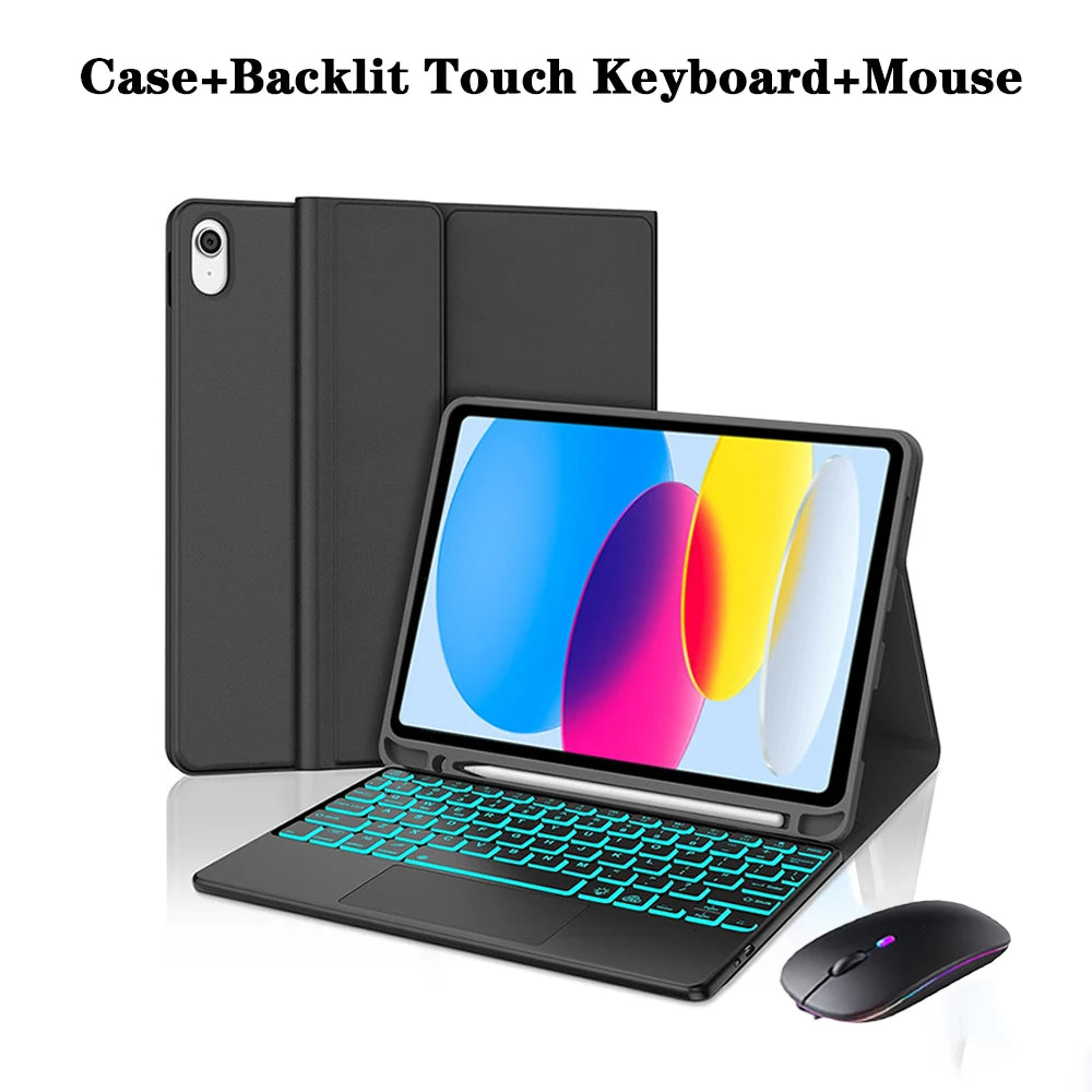 Capa de teclado para iPad (A16) 11a/10a geração, teclado sem fio removível, capa de teclado folio com suporte para lápis