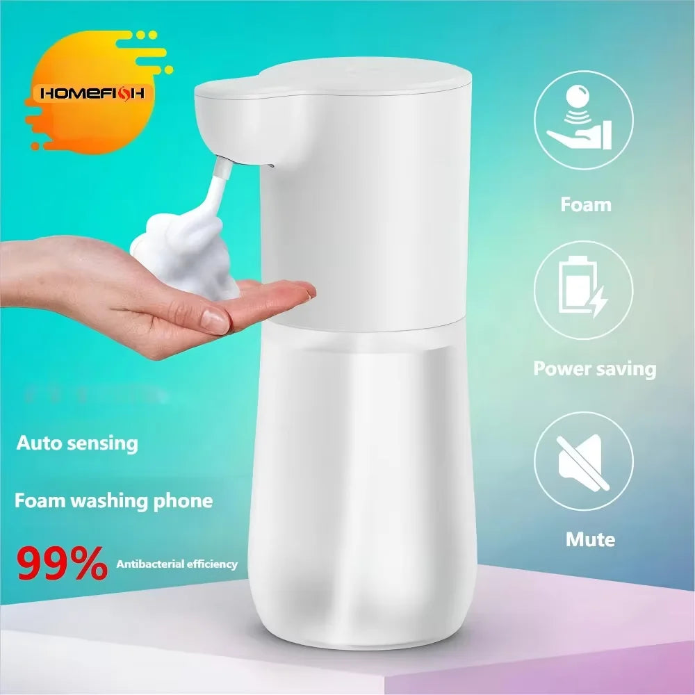 Dispensador Automático de Sabão HOMEFISH com Sensor Inteligente 350ml Carregamento USB Dispensador de Espuma de Sabão Sem Contato Máquina de Desinfetante para Mãos