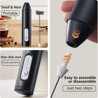 Espuma de leite elétrica sem fio, mini liquidificador usb, 3 velocidades, espumador de leite portátil para café, cappuccino, batedor de espuma