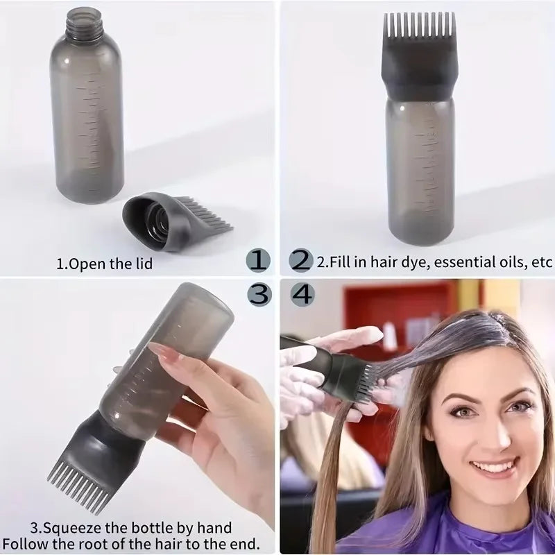 Conjunto de 3 Peças para Aplicação de Óleo Capilar: Frasco de Sérum para Crescimento de Cabelo, Escova de Shampoo e Pente Massageador de Couro Cabeludo – Ferramentas para Cuidado Capilar