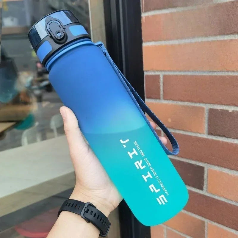 Leak Proof Sports Water Bottle, Copo de plástico colorido, Beber para viagens ao ar livre, Ginásio portátil Fitness Jugs, 500ml 650ml 1000ml