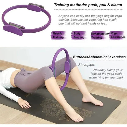 Yoga Pilates Ring Durable Non-Slip Exercise Circle Magic Exercise Circle with Dual Grip for Thigh Pelvic Floor Muscle Training