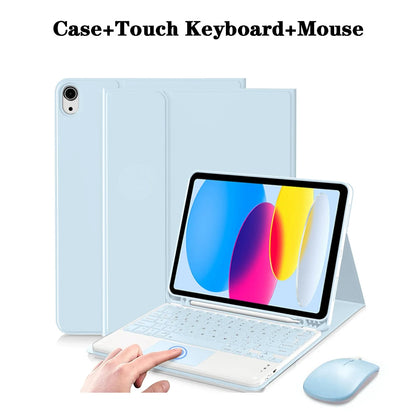 Capa de teclado para iPad (A16) 11a/10a geração, teclado sem fio removível, capa de teclado folio com suporte para lápis