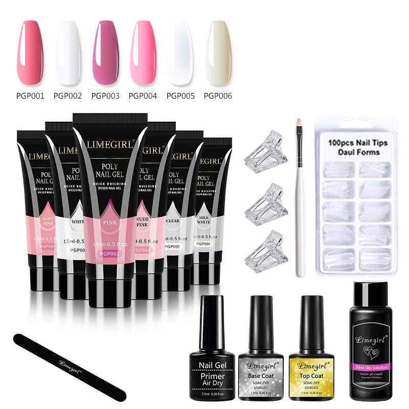 15ml kit de gel de unhas para extensão rápida arte do prego gel de polímero ferramentas de unhas extensão de dedo solução acrílica gel polonês kit de arte do prego