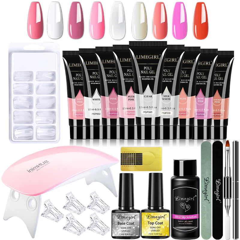 15ml kit de gel de unhas para extensão rápida arte do prego gel de polímero ferramentas de unhas extensão de dedo solução acrílica gel polonês kit de arte do prego