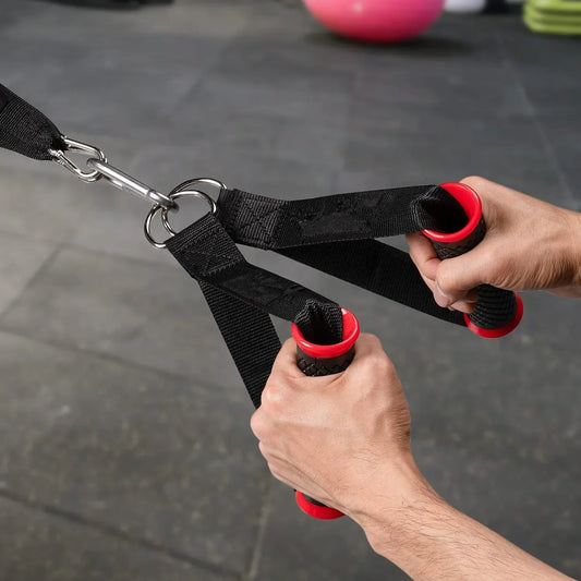 Gym Grip Resistance Band Handles Fitness Anti-slip Grip Strong Nylon Webbing Pull Handle Cable Machine Accessory Multifunction