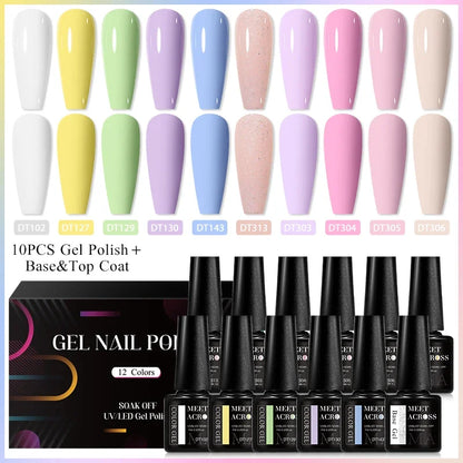 Conjunto de 12 Esmaltes em Gel HEMA TPO FREE, Cores Coloridas de Verão, Longa Duração, Semi-Permanente, Removível, Verniz em Gel UV, Suprimentos para Unhas DIY