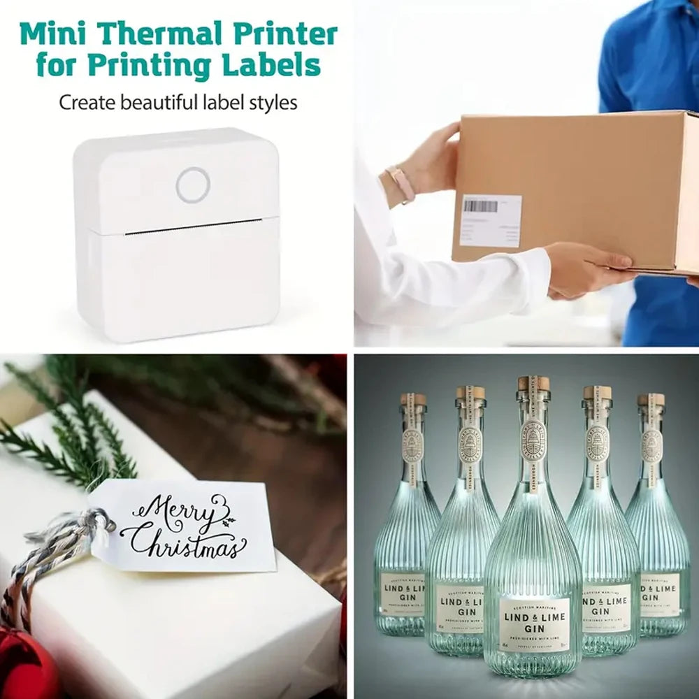 Mini impressora de adesivos, impressora térmica sem tinta de bolso inteligente bluetooth, impressora de recibos portátil para notas de diário de fotos