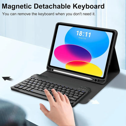 Capa de teclado para iPad (A16) 11a/10a geração, teclado sem fio removível, capa de teclado folio com suporte para lápis