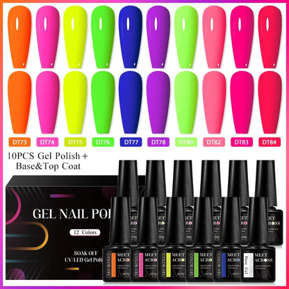 Conjunto de 12 Esmaltes em Gel HEMA TPO FREE, Cores Coloridas de Verão, Longa Duração, Semi-Permanente, Removível, Verniz em Gel UV, Suprimentos para Unhas DIY