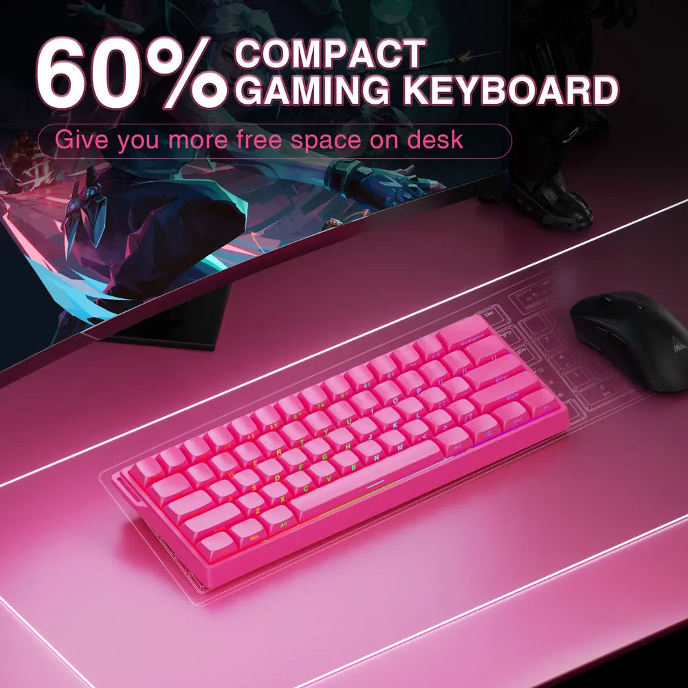 Teclado Mecânico Gamer AULA WIN60 HE Pro MAX com Fio, Switches Magnéticos Hall Effect, RT Ajustável, Hot-Swap, 8000Hz para Esports