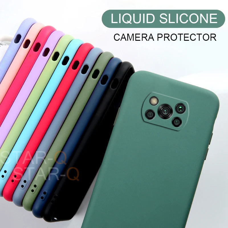 Nova capa completa de silicone líquido para xiaomi poco x3 nfc m2 f2 pro x2 global original macio capas protetoras traseiras