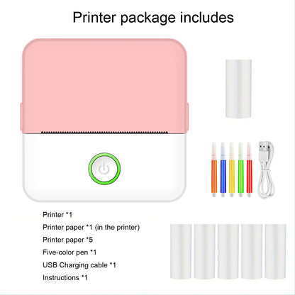 Mini sticker printer, smart Bluetooth pocket inkless thermal printer, portable receipt printer for photo journal notes