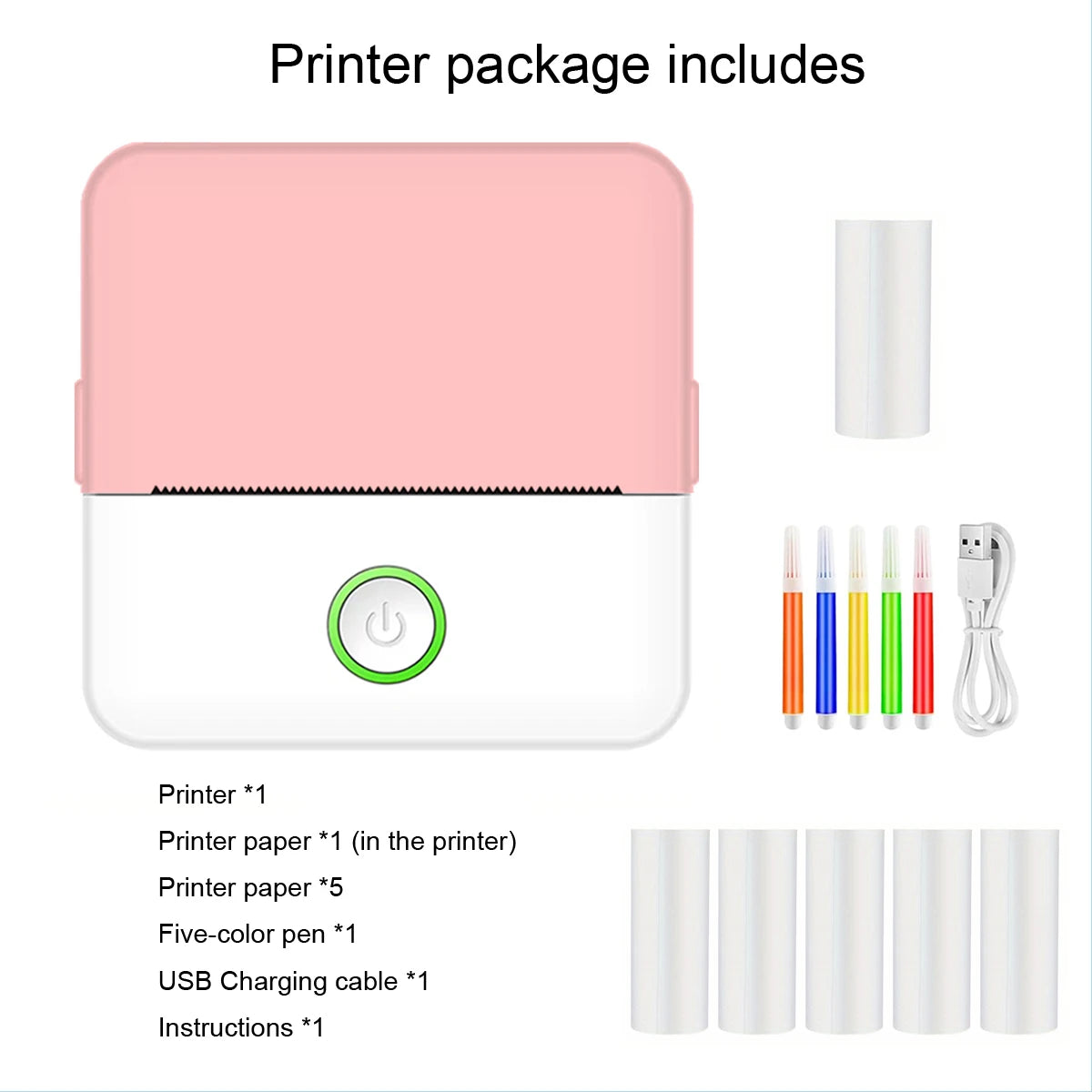 Mini impressora de adesivos, impressora térmica sem tinta de bolso inteligente bluetooth, impressora de recibos portátil para notas de diário de fotos