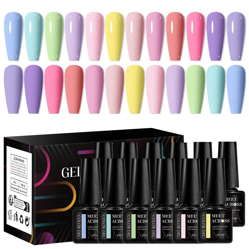 Conjunto de 12 Esmaltes em Gel HEMA TPO FREE, Cores Coloridas de Verão, Longa Duração, Semi-Permanente, Removível, Verniz em Gel UV, Suprimentos para Unhas DIY