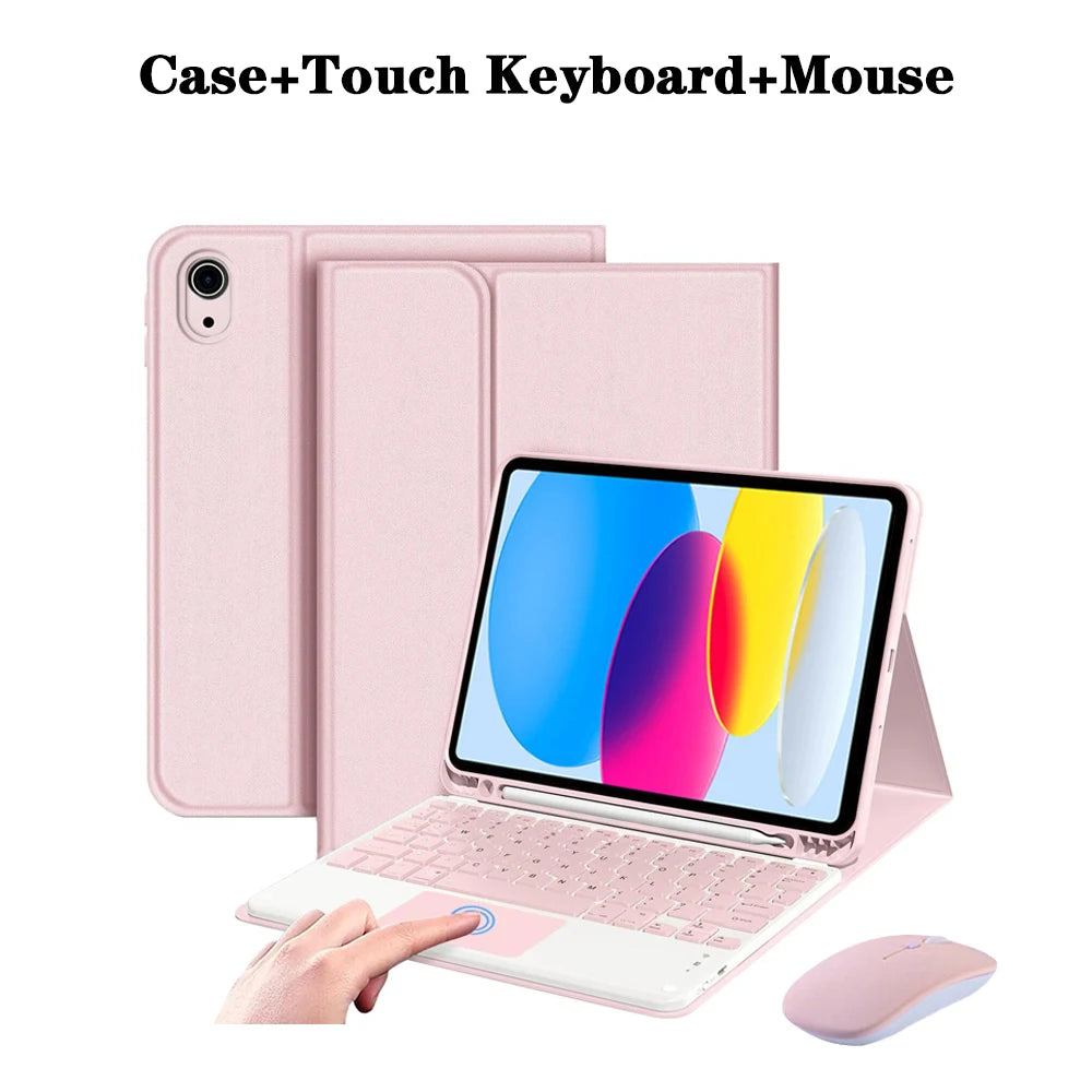 Capa de teclado para iPad (A16) 11a/10a geração, teclado sem fio removível, capa de teclado folio com suporte para lápis