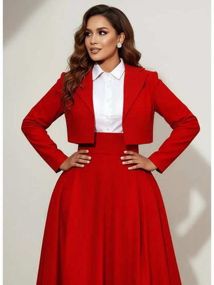 Freeacy 2026 novo feminino sólido vermelho recortado blazer notch lapela mangas compridas cardigan jaqueta terno formal jaqueta outerwears