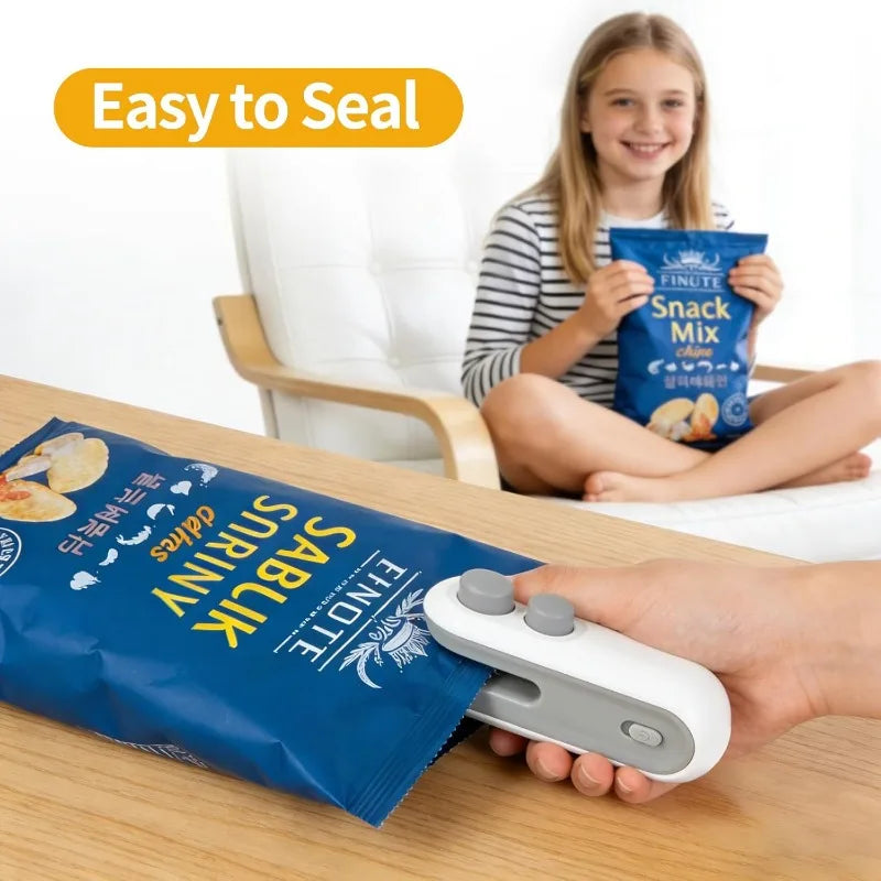 Selador Térmico Portátil Mini USB Recarregável – Selador de Sacos para Armazenamento de Alimentos Plásticos e Sacos com Fecho para Lanches