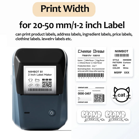 Niimbot B1/B1 PRO Wireless Thermal Label Printer, Bluetooth Inkless Self-Adhesive Label Maker for Business and Price Tags