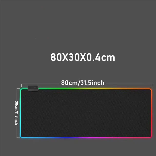 Mouse pad para jogos RGB, tapete de mouse grande de 31,5 x 11,8 polegadas com 14 modos de luz, base de borracha antiderrapante, teclado grande para PC