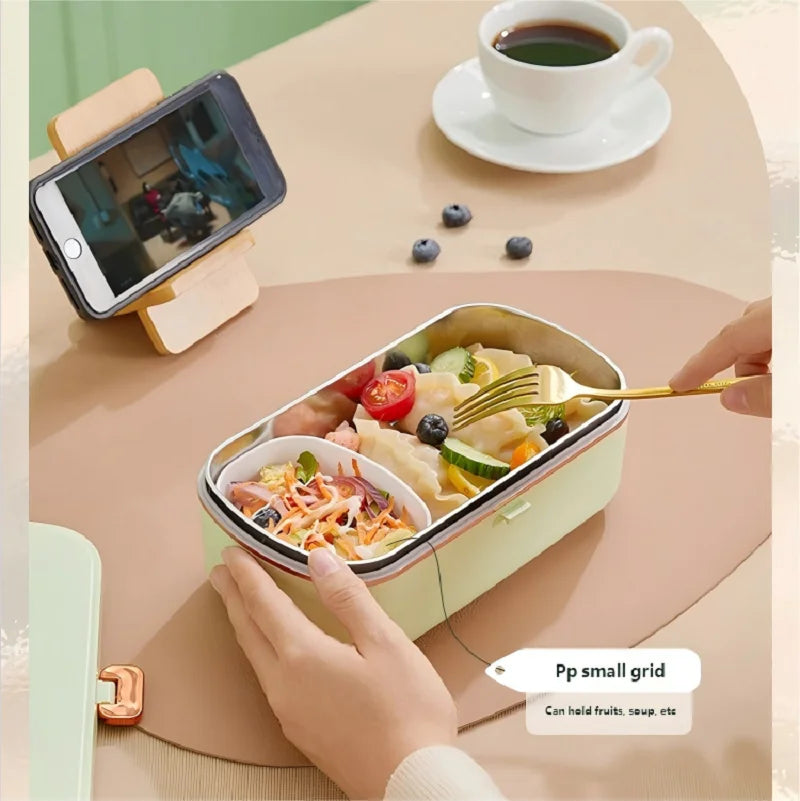 Homefish lancheira elétrica de aço inoxidável, aquecedor de alimentos, bento, aquecimento sem água, recipiente de almoço de escritório com aquecedor embutido