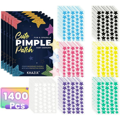 1400 peças remendos de acne estrela multicoloridos, remendos de espinhas, remendos de acne facial, remendos de acne corretivos, ultrafinos