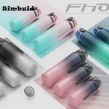 Leak Proof Sports Water Bottle, Copo de plástico colorido, Beber para viagens ao ar livre, Ginásio portátil Fitness Jugs, 500ml 650ml 1000ml