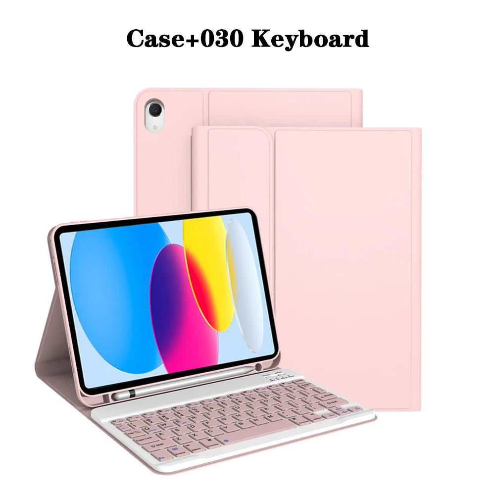 Capa de teclado para iPad (A16) 11a/10a geração, teclado sem fio removível, capa de teclado folio com suporte para lápis