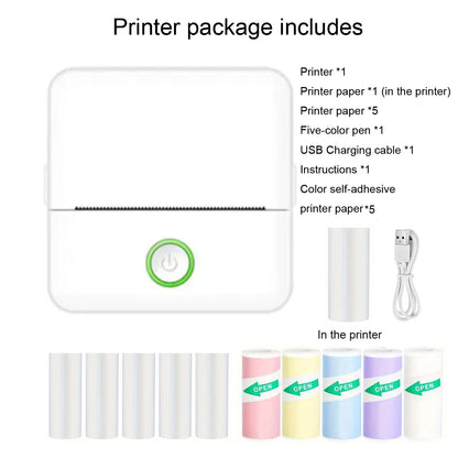 Mini sticker printer, smart Bluetooth pocket inkless thermal printer, portable receipt printer for photo journal notes
