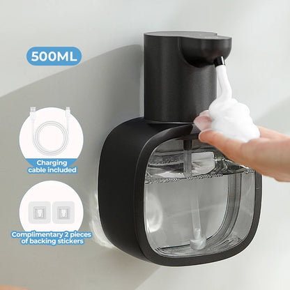 Novo dispensador de sabão automático montado na parede espuma inteligente máquina lavar as mãos 500ml líquido recarregável sensor indução do banheiro