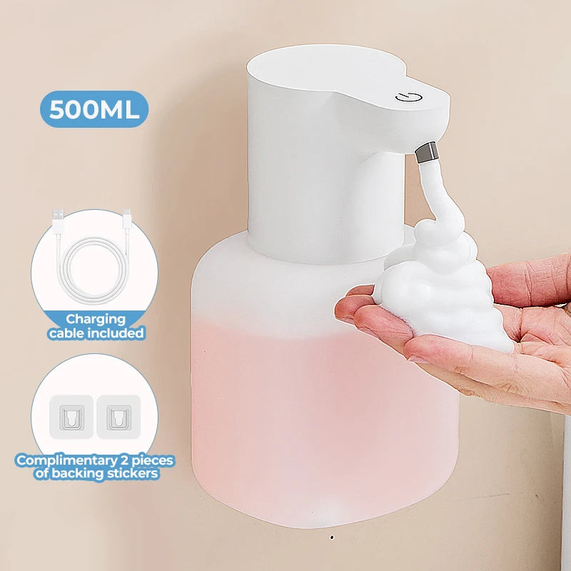 Novo dispensador de sabão automático montado na parede espuma inteligente máquina lavar as mãos 500ml líquido recarregável sensor indução do banheiro