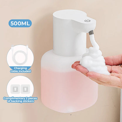 Novo dispensador de sabão automático montado na parede espuma inteligente máquina lavar as mãos 500ml líquido recarregável sensor indução do banheiro