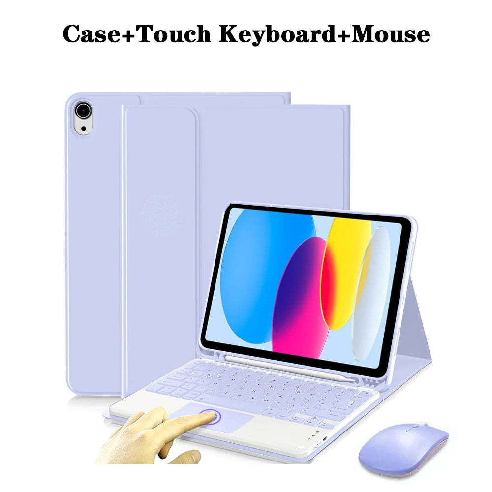 Capa de teclado para iPad (A16) 11a/10a geração, teclado sem fio removível, capa de teclado folio com suporte para lápis